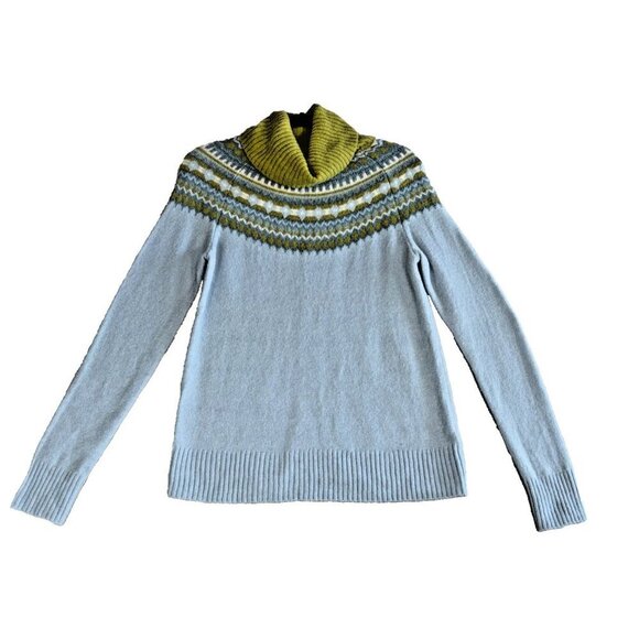 Cynthia Rowley Women's Sz M Knit Sweater Sz Light Blue & Green Merino Wool Blend - Picture 1 of 7